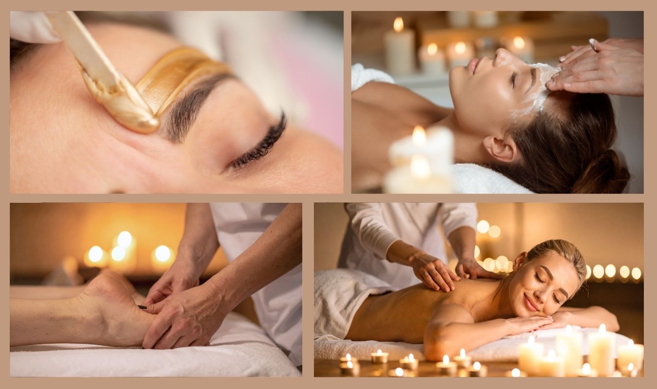 Collage av spabehandlinger