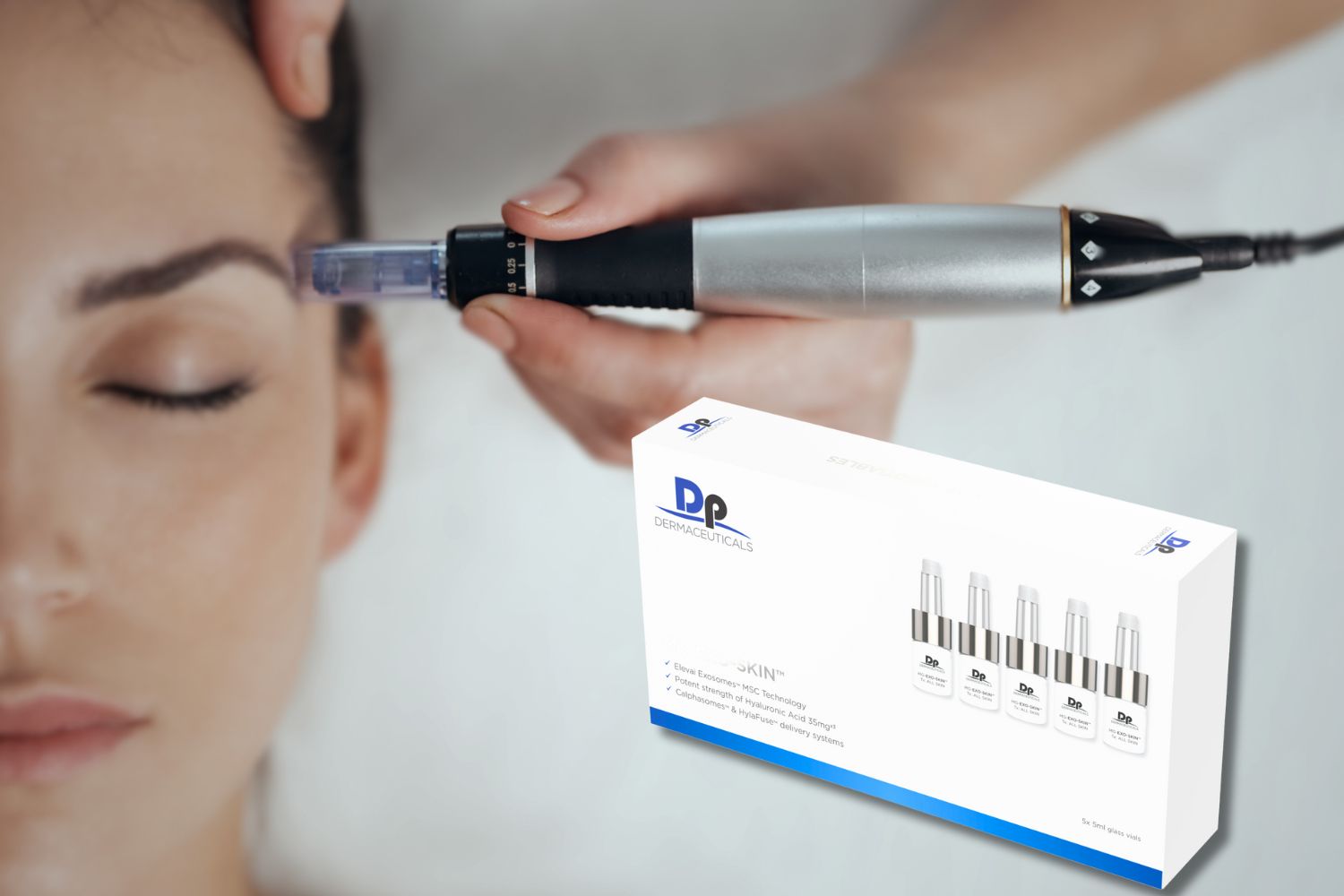 Bildet viser en dermapenbehandling med eksosomer